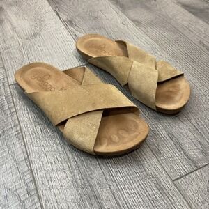 Yokono Genuine Leather Size 8 Suede Cross Strap Slide Sandals